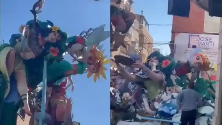 Imagen 1 de Un ninot de falla se desploma en Alzira sin causar heridos