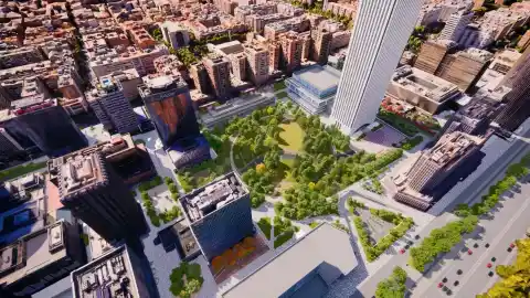 Imagen 1 de Madrid transforma Azca en parque con 1.000 árboles y agua